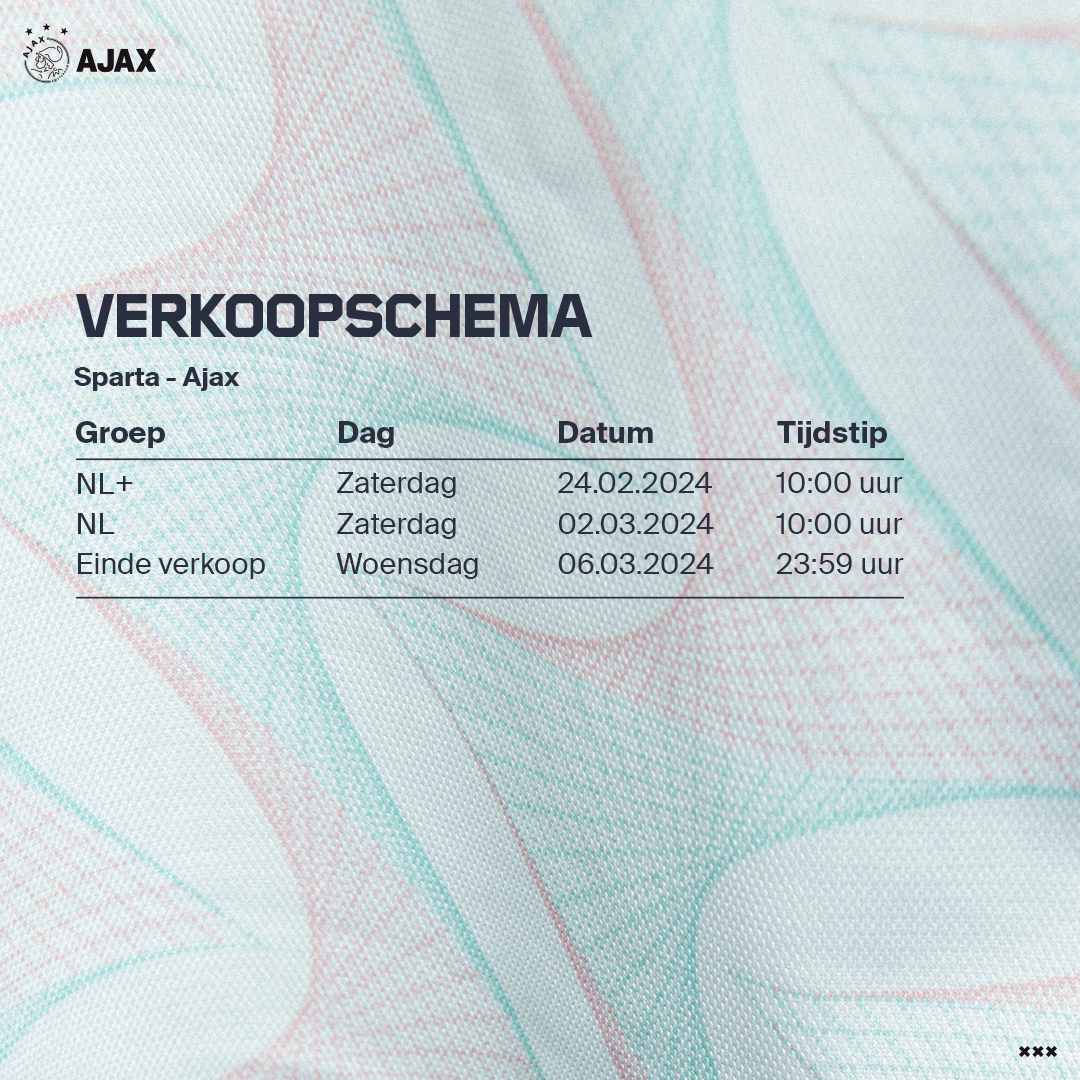 Ajax Verkoopschema Spartapng