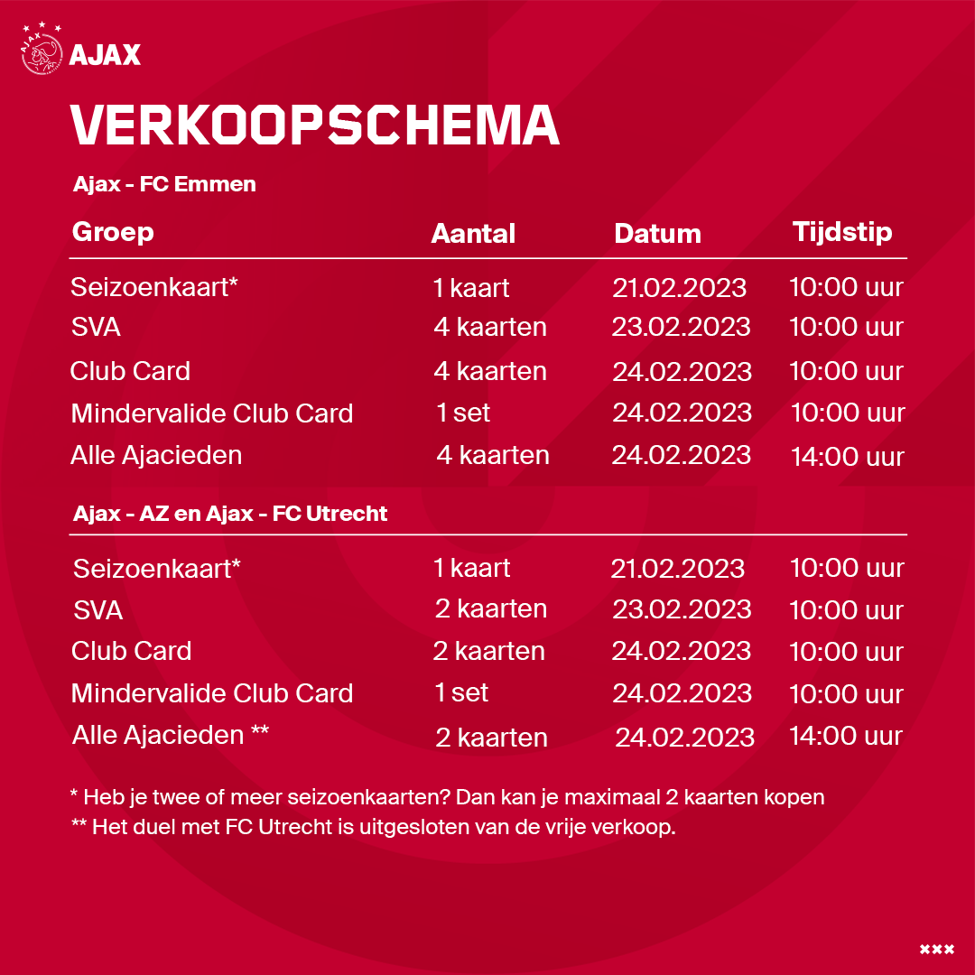 Ajax Verkoopschema Template 2E Seizoenshelft Fce Az Fcupng