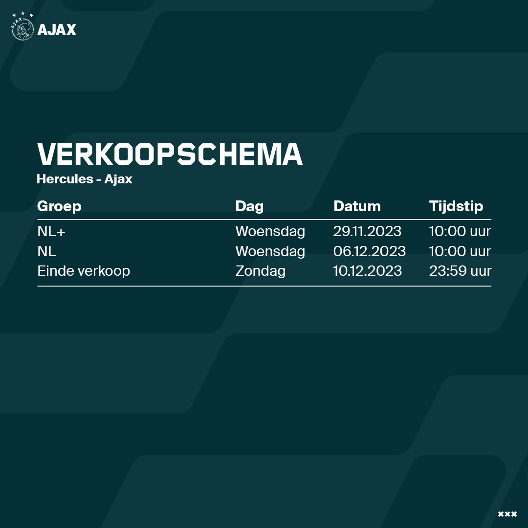 Ajax Verkoopschema Herculespng