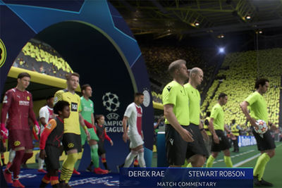 Spelers lopen nu met digitale mascottes het veld op. © para182x